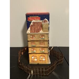 1992 Mervyn’s Village Square Thompson’s Book Store Christmas Village Lighted